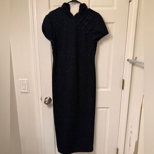 David Warren vintage blue sparkly beaded dress